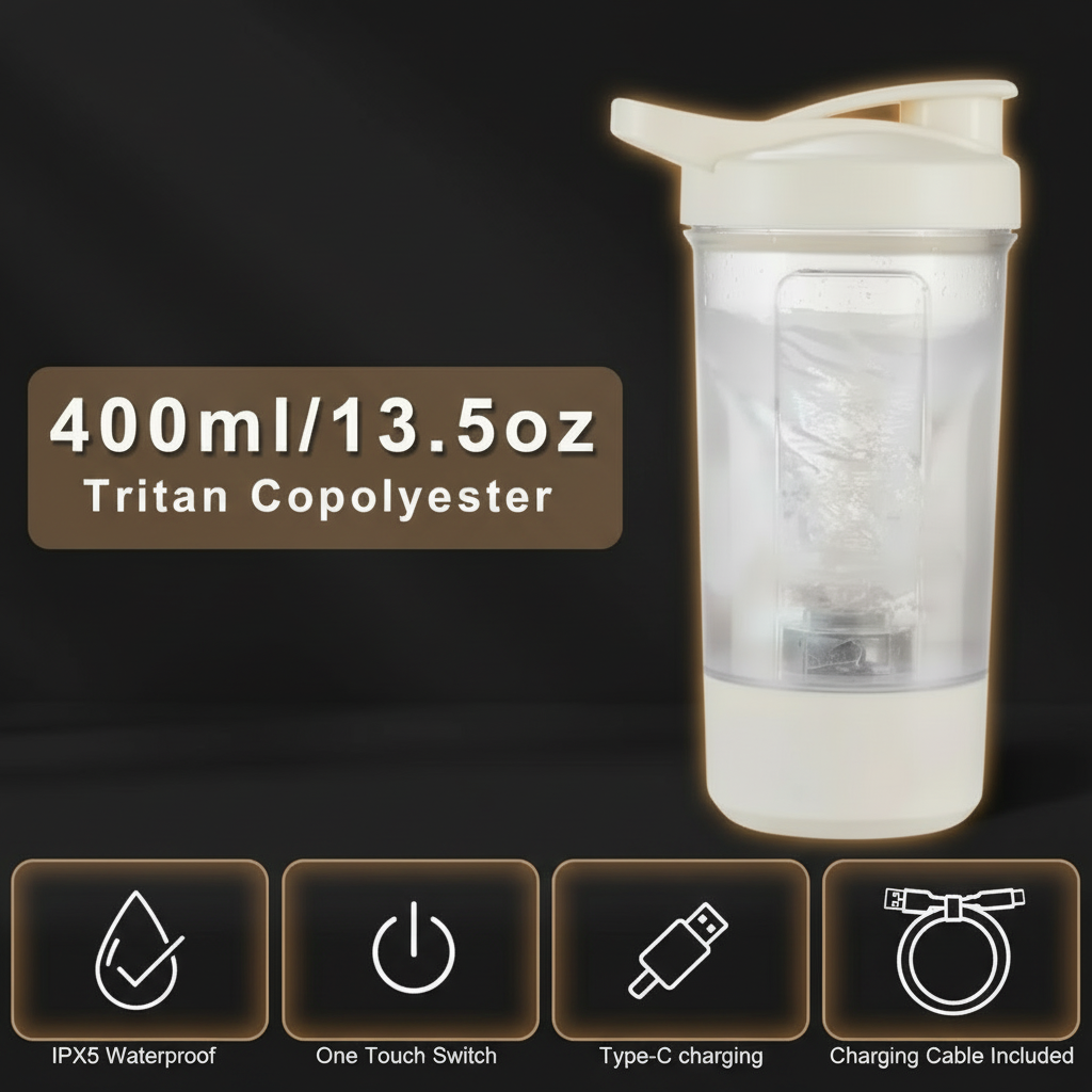 VeloBlend™ Electric Shaker Bottle for Protein & Smoothie Mixes – Rechargeable